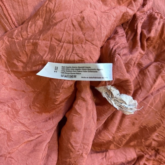 Free People Bella Note Eyelet Mini Lined Flutter Dress. Terracotta Size S #1877 - Picture 8 of 9